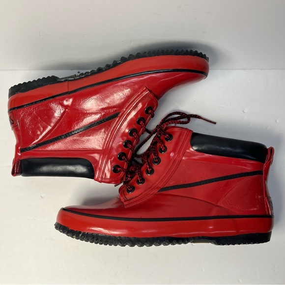 Vtg SPORTO Women’s Lowcut Red Boots Waterproof Rubber Size 5 Duck Booties 80’s - Picture 7 of 11